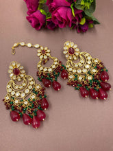 High Quality Polki Kundan Big Chandbali Earrings And Tikka Set By Gehna Shop Kundan Earrings